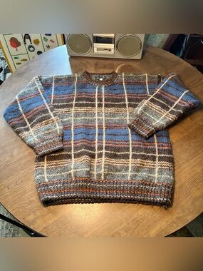 VTG Dobrila Handknit Yugoslavia Pure New Wool Crewneck Sweater Men's Size XL